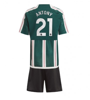 Lacne Dětský Futbalové dres Manchester United Antony #21 2023-24 Krátky Rukáv - Preč (+ trenírky)